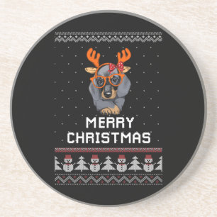 Dachshund Christmas Coaster