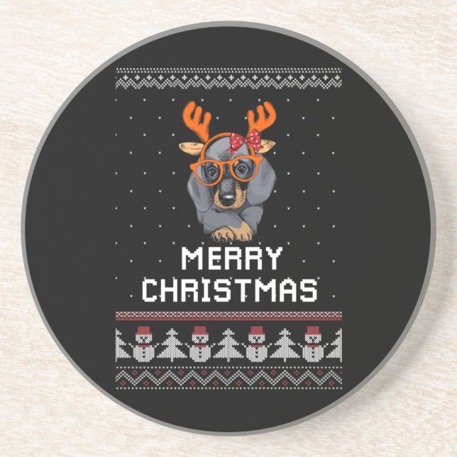 Dachshund Christmas Coaster (Front)