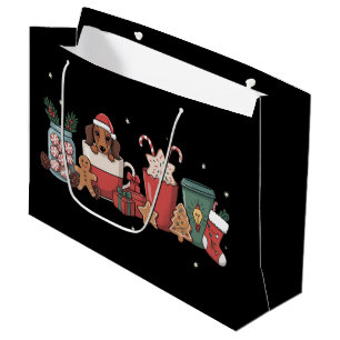 Dachshund Christmas Coffee Xmas Baker Gingerbread  Large Gift Bag