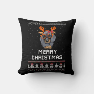 Dachshund Christmas Cushion