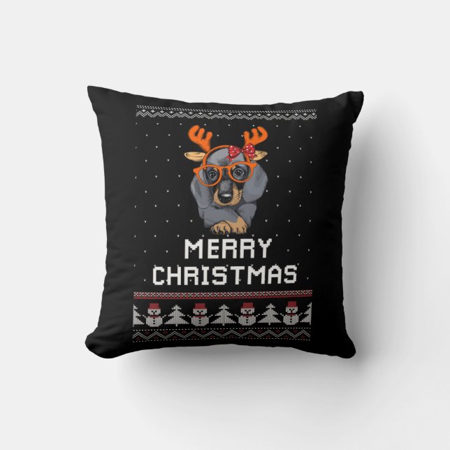 Dachshund Christmas Cushion (Front)