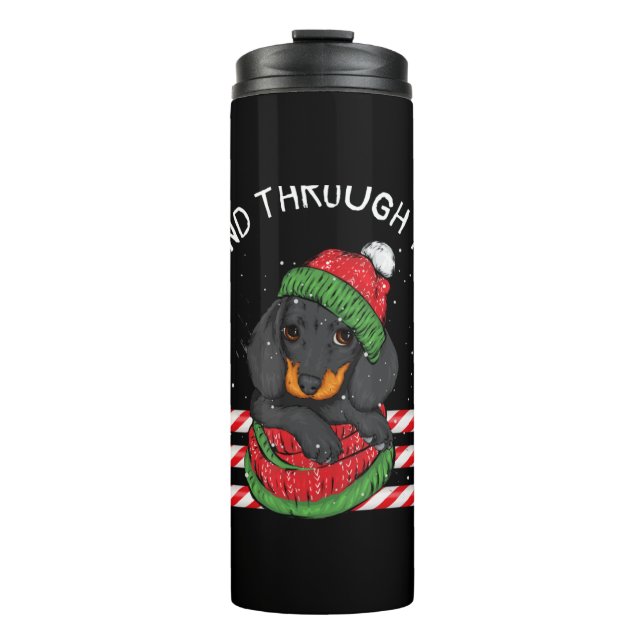 Dachshund Christmas Delight Zipped Hoodie Thermal Tumbler (Front)