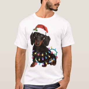Dachshund Christmas dog beautiful hat dog T-Shirt