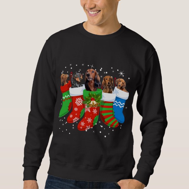 Dachshund Christmas Dog Cute Socks Xmas Sweatshirt (Front)