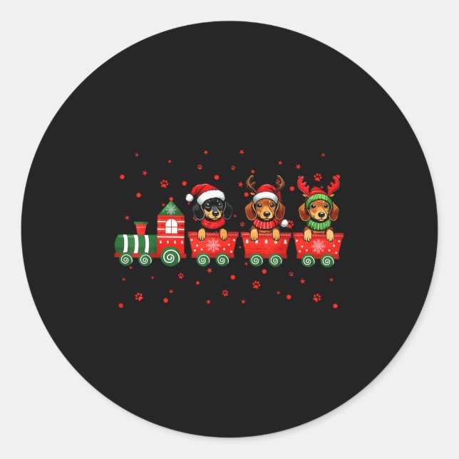 Dachshund Christmas Dog Lights Santa Xmas Pet Dog  Classic Round Sticker (Front)