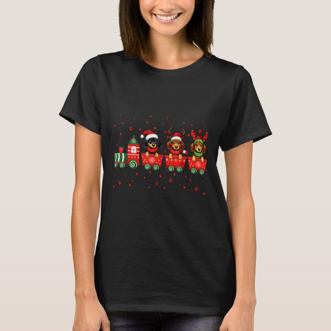 Dachshund Christmas Dog Lights Santa Xmas Pet Dog  T-Shirt (Front)