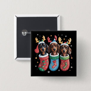 Dachshund Christmas Dog Lover Gift Holiday 15 Cm Square Badge