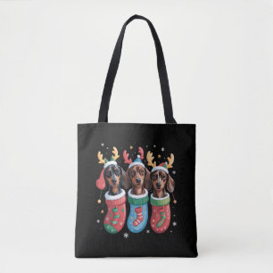 Dachshund Christmas Dog Lover Gift Holiday Tote Bag