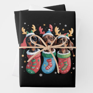 Dachshund Christmas Dog Lover Gift Holiday Wrapping Paper Sheet