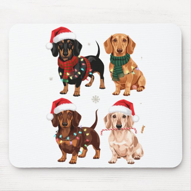 Dachshund Christmas Dog Mom Lover Xmas Gift  Mouse Pad (Front)