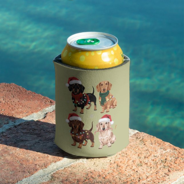 Dachshund Christmas Dog Mum Lover Xmas Gift Can Cooler (In Situ Pool)