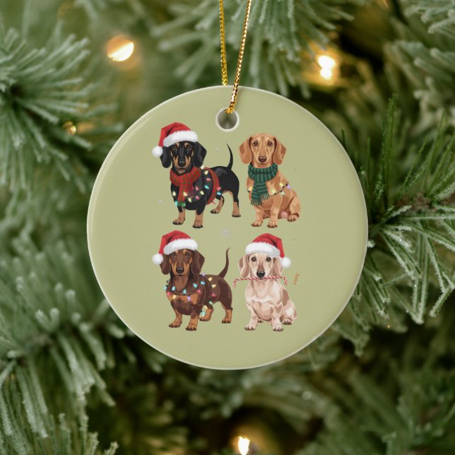 Dachshund Christmas Dog Mum Lover Xmas Gift Ceramic Ornament (Tree)