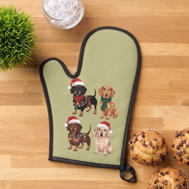 Dachshund Christmas Dog Mum Lover Xmas Gift Oven Mitt (Top down)