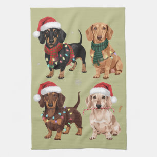 Dachshund Christmas Dog Mum Lover Xmas Gift Tea Towel