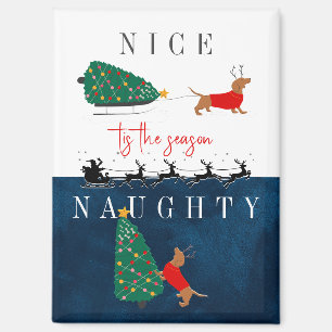Dachshund Christmas Dog Red Sweater Nice & Naughty Magnet