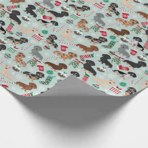 Dachshund Christmas Dogs Candy Canes Mint Pattern Wrapping Paper