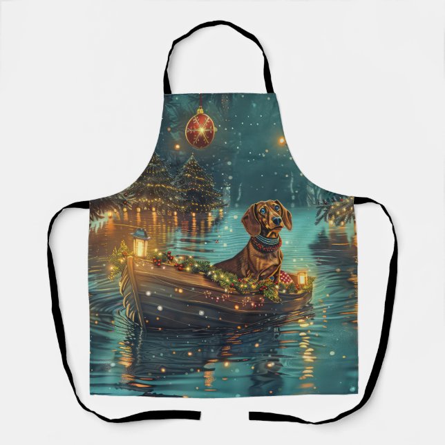 Dachshund Christmas Festive Voyage  Apron (Front)