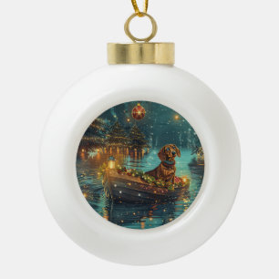Dachshund Christmas Festive Voyage  Ceramic Ball Christmas Ornament
