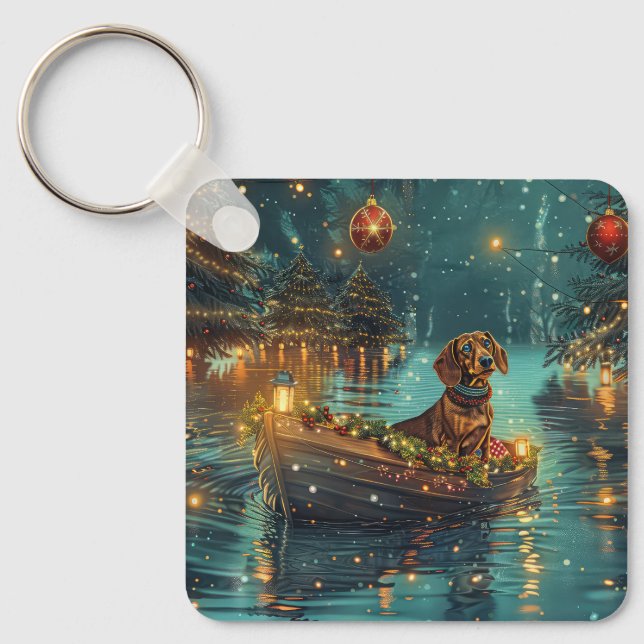 Dachshund Christmas Festive Voyage  Key Ring (Front)