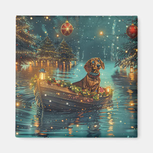 Dachshund Christmas Festive Voyage  Magnet