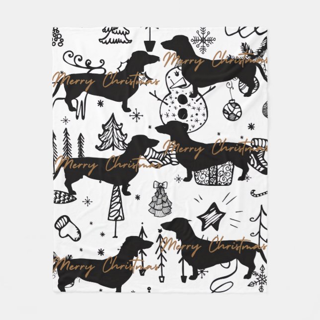 Dachshund christmas fleece blanket (Front)