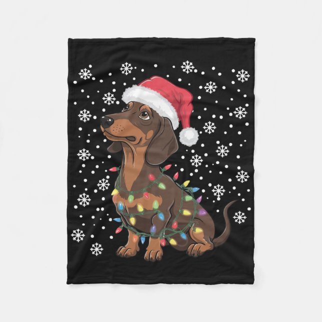Dachshund Christmas  Fleece Blanket (Front)