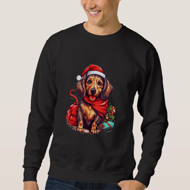 Dachshund Christmas Fun Festive Holiday Dog Design Sweatshirt (Front)