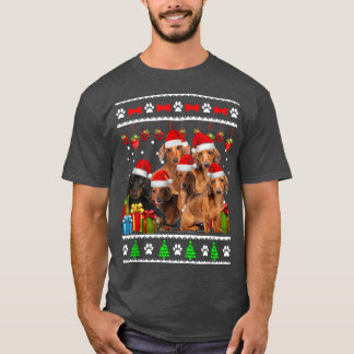 Dachshund Christmas Funny Dog Xmas Lights Pyjamas  T-Shirt