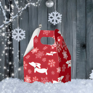 Dachshund Christmas Gift Favour Box Snowflakes