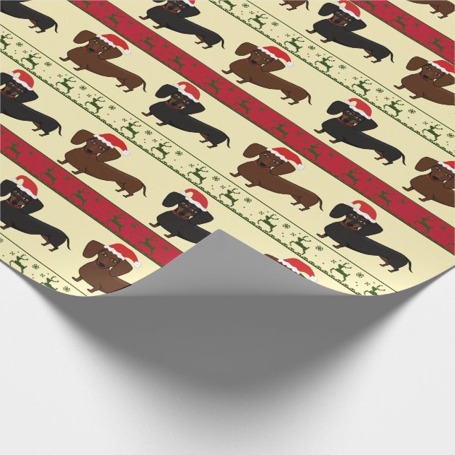 Dachshund Christmas Gift Wrap (Corner)