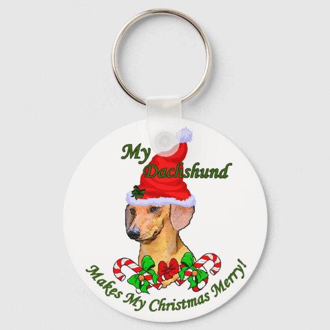 Dachshund Christmas Gifts Key Ring (Front)