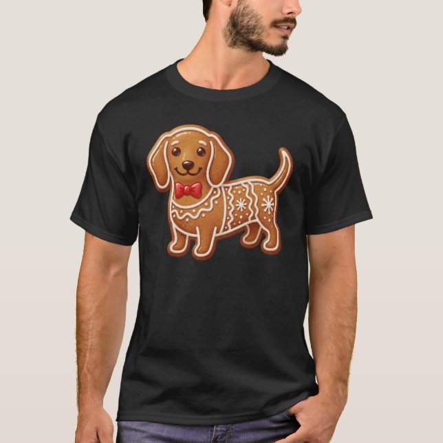Dachshund Christmas Gingerbread holiday winter sea T-Shirt (Front)