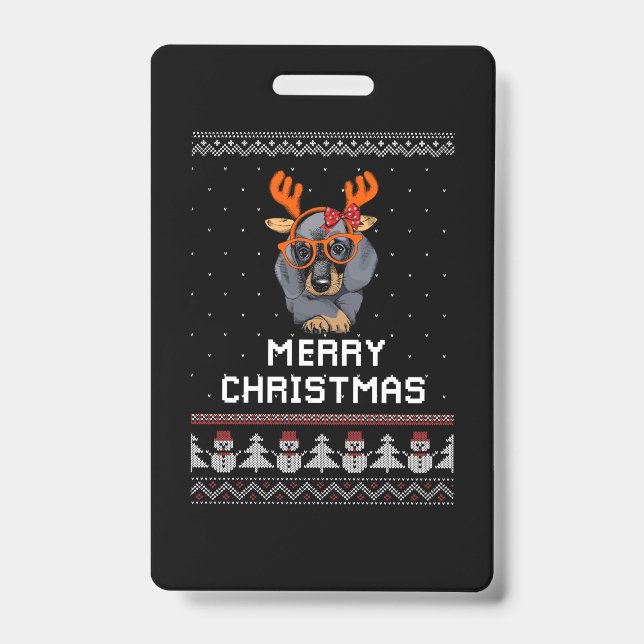 Dachshund Christmas ID Badge (Front)