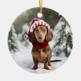 Dachshund Christmas Keepsake Ceramic Ornament