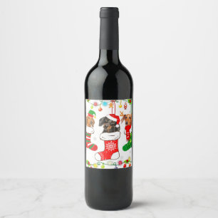 Dachshund Christmas Lights Gift Funny Xmas Dog Lov Wine Label
