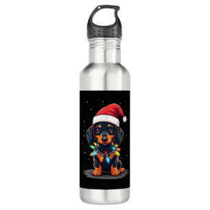 Dachshund Christmas Lights Santa Hat Xmas Dog Love 710 Ml Water Bottle