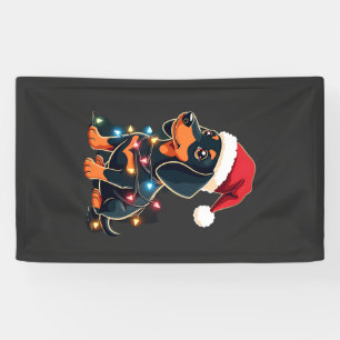 Dachshund Christmas Lights Santa Hat Xmas Dog Love Banner
