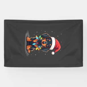 Dachshund Christmas Lights Santa Hat Xmas Dog Love Banner