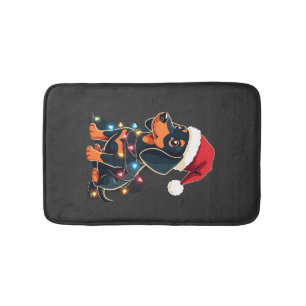 Dachshund Christmas Lights Santa Hat Xmas Dog Love Bath Mat