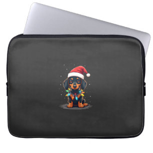 Dachshund Christmas Lights Santa Hat Xmas Dog Love Laptop Sleeve