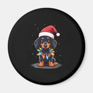 Dachshund Christmas Lights Santa Hat Xmas Dog Love Magnet