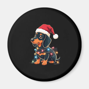 Dachshund Christmas Lights Santa Hat Xmas Dog Love Magnet