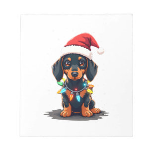 Dachshund Christmas Lights Santa Hat Xmas Dog Love Notepad