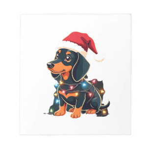 Dachshund Christmas Lights Santa Hat Xmas Dog Love Notepad