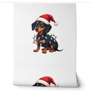Dachshund Christmas Lights Santa Hat Xmas Dog Love Wallpaper