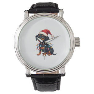 Dachshund Christmas Lights Santa Hat Xmas Dog Love Watch