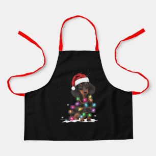 Dachshund Christmas Lights With Snow Apron