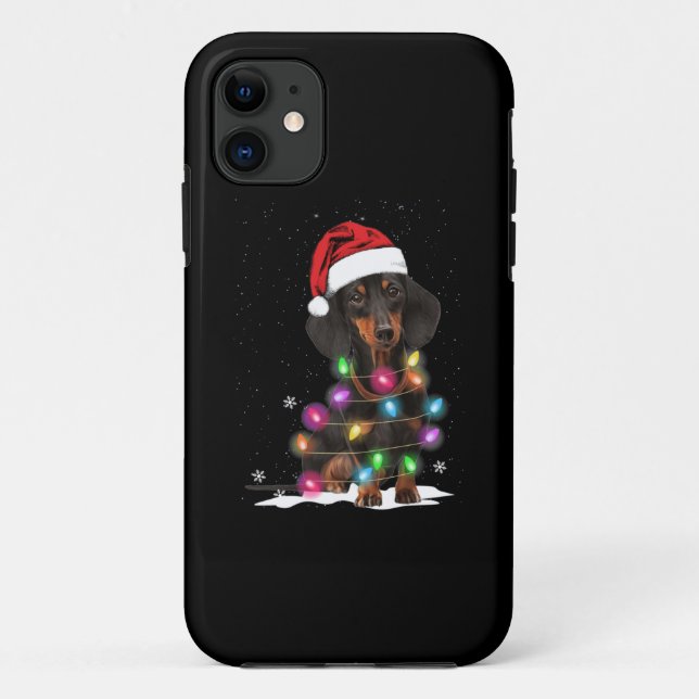 Dachshund Christmas Lights With Snow Case-Mate iPhone Case (Back)