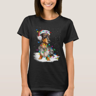 Dachshund Christmas Loves led Gifts Cute Dog Lover T-Shirt