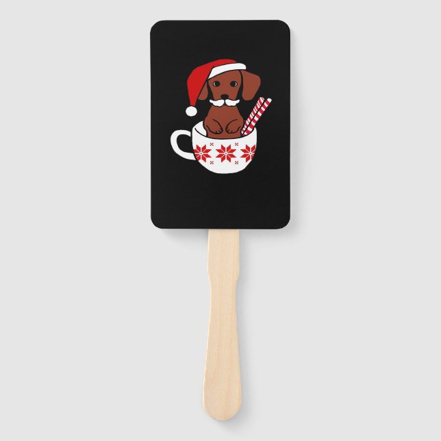 Dachshund Christmas Moustache Coffee Mug Classic T Hand Fan (Front)